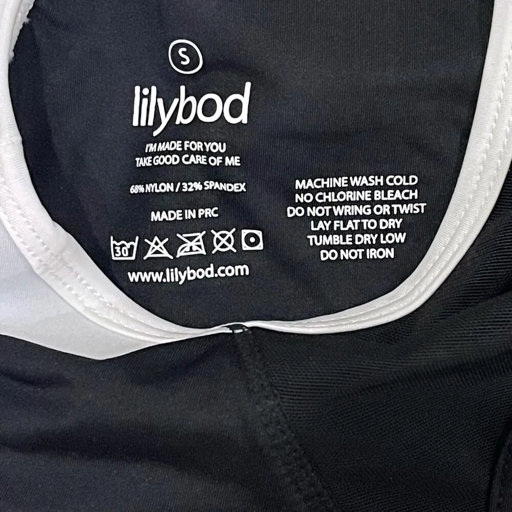 NEW Lilybod S Petta Color Block High Neck Racerback Sports Bra Black White - Image 13