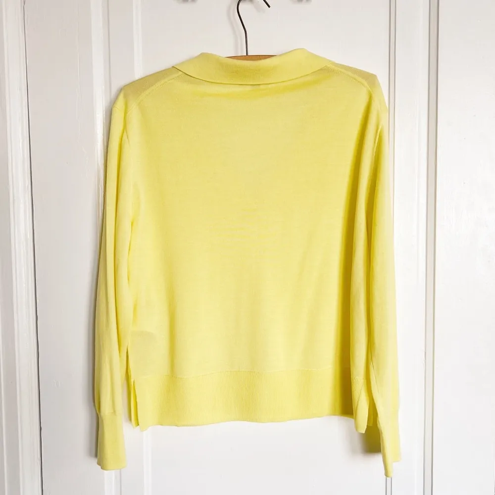 J Crew • Collared Merino Wool Sweater pullover Pale Lemon yellow knit - Image 9