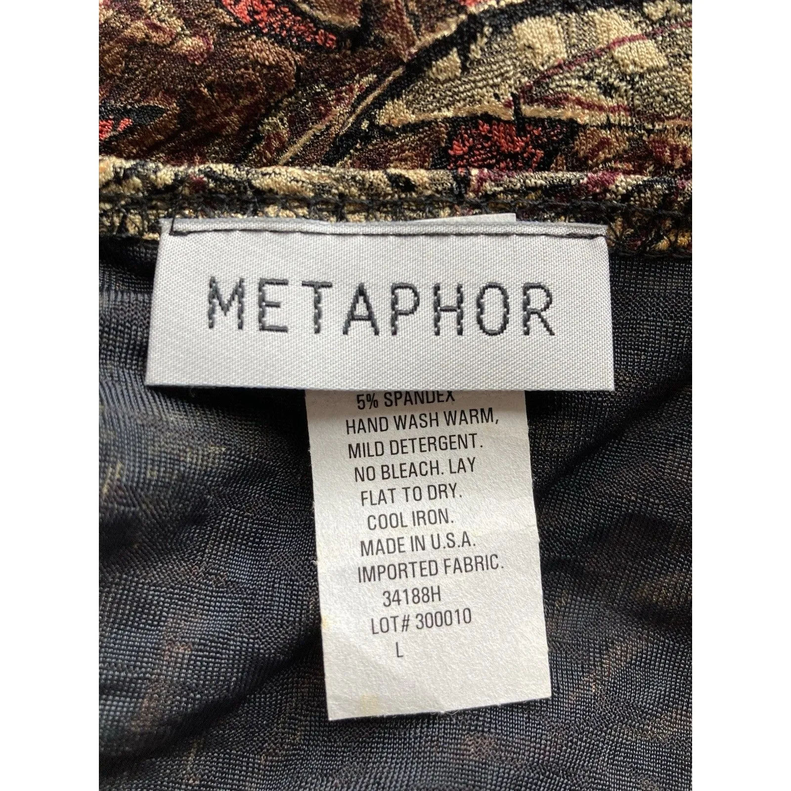 Y2K Metaphor Women’s Faux Wrap Blouse L Leaves Forest Fairy Whimsical Gold Brown - Image 8