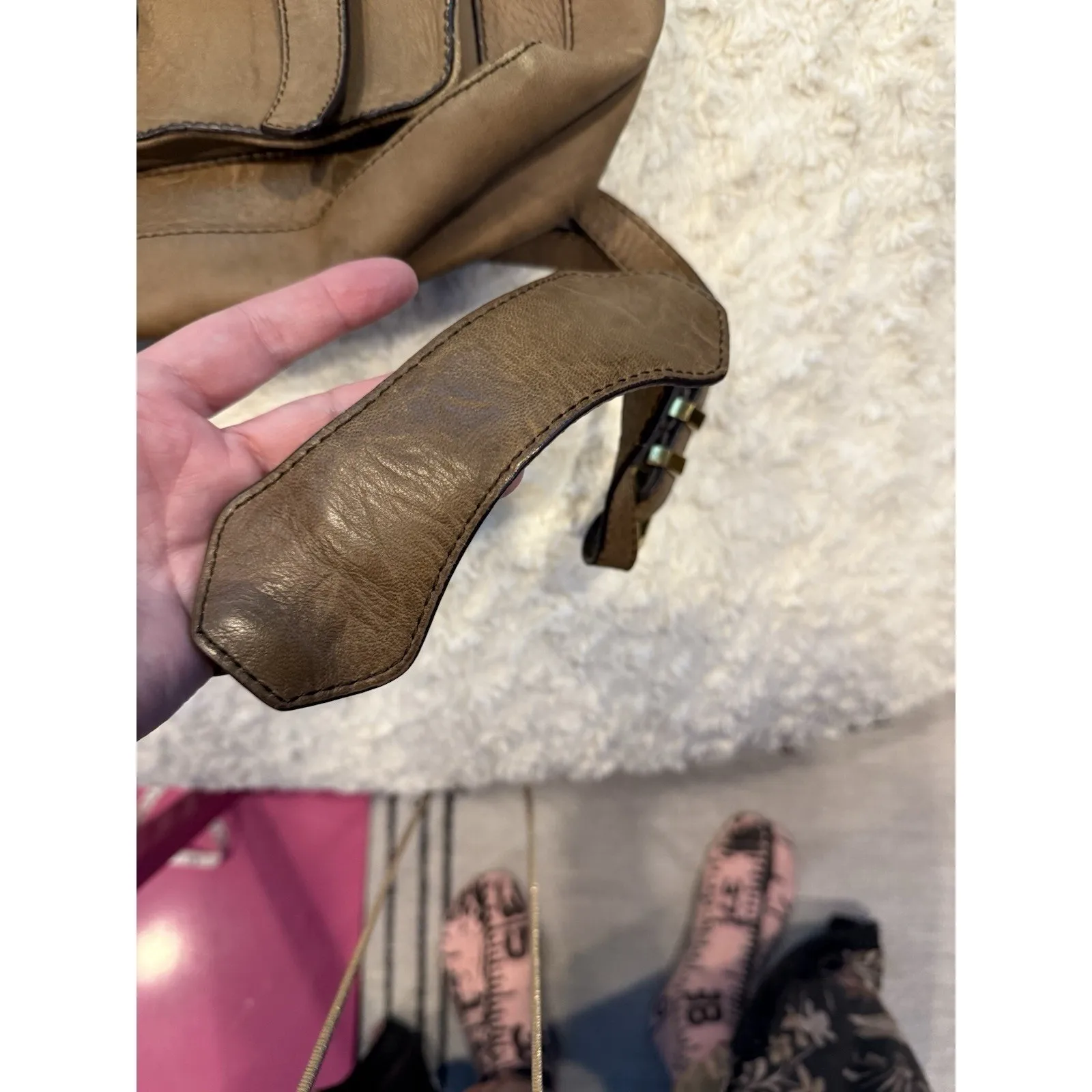 orYANY Brown Leather Pushlock Briefcase Messenger Crossbody Bag - Image 7