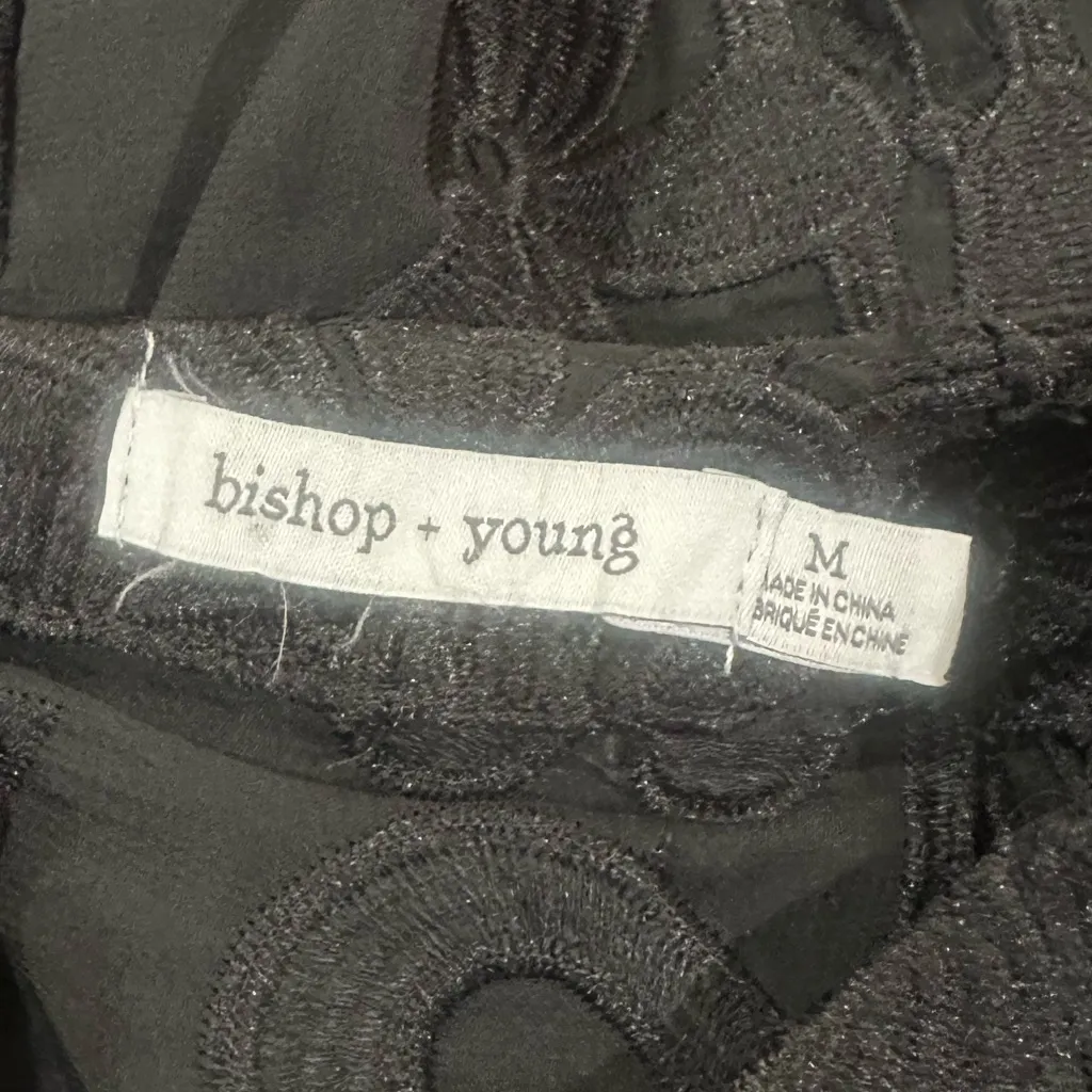 BISHOP + YOUNG PALERMO FLARE SLEEVE TOP Sz M Sheer Elegant Party Holiday - Image 5