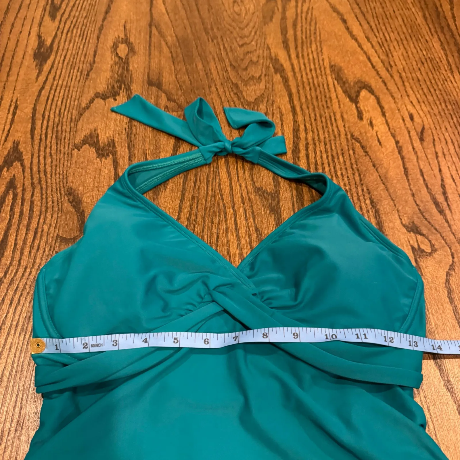 Athleta Womens Teal Green Halter Tankini Swim Top Size 34 D/DD Tall Small Medium - Image 7