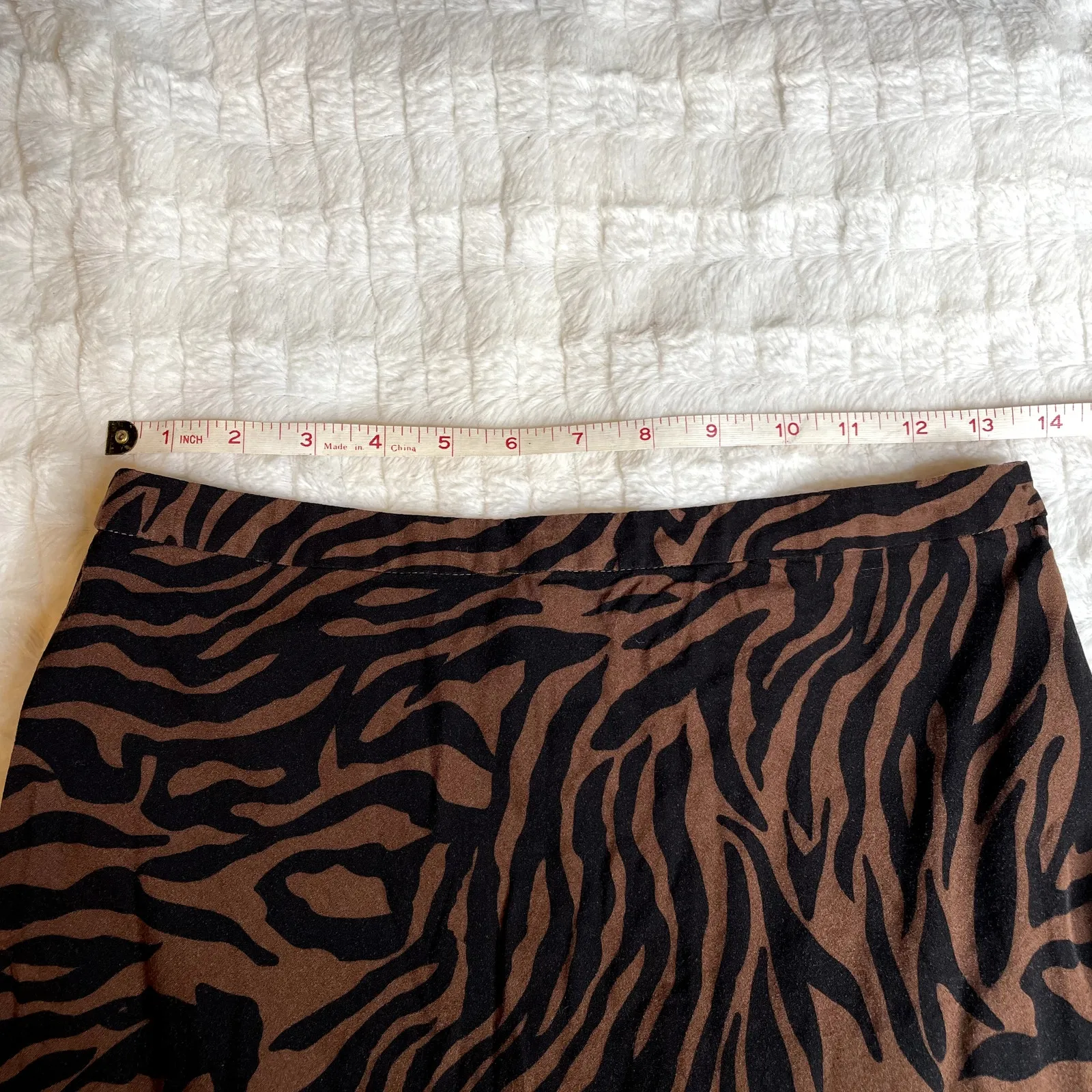 BRIXTON Helena Midi Skirt High Waist Black Brown Zebra Animal‎ Print Medium M - Image 4