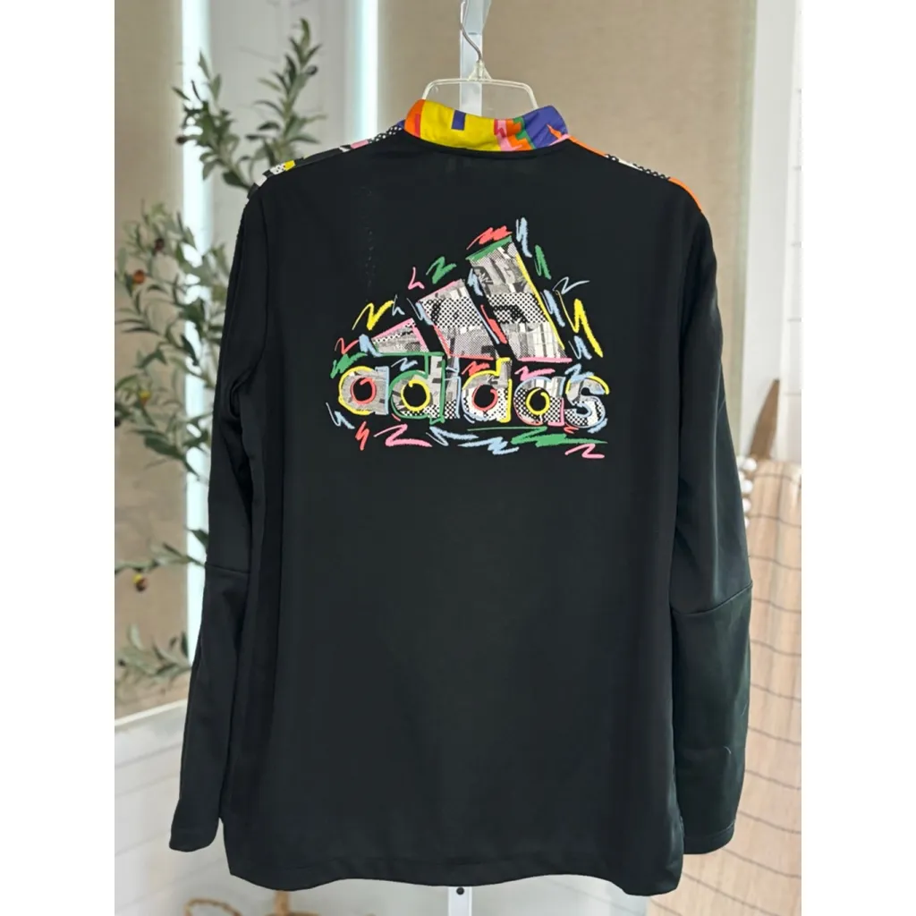 Women's Adidas Trio Pride XL Black Multicolor Aeroready Track Jacket - Image 10