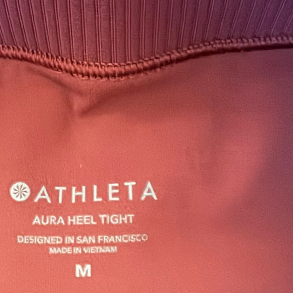 Athleta Aura Heel Tight in Powervita Womens Leggings Sz Medium Maple Red Mesh - Image 10