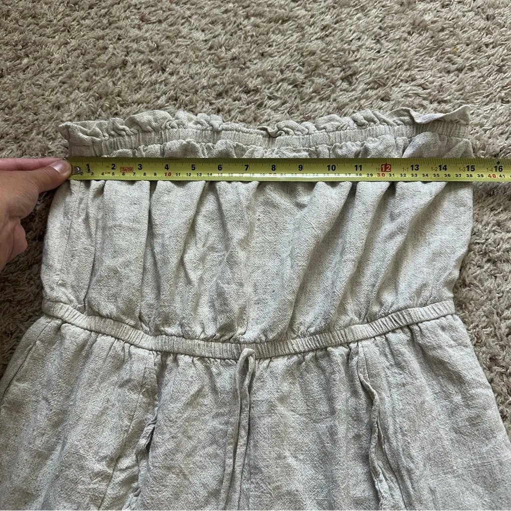 Allie Rose Women’s Size Large Cream Linen Blend Romper Oatmeal Color - Image 2