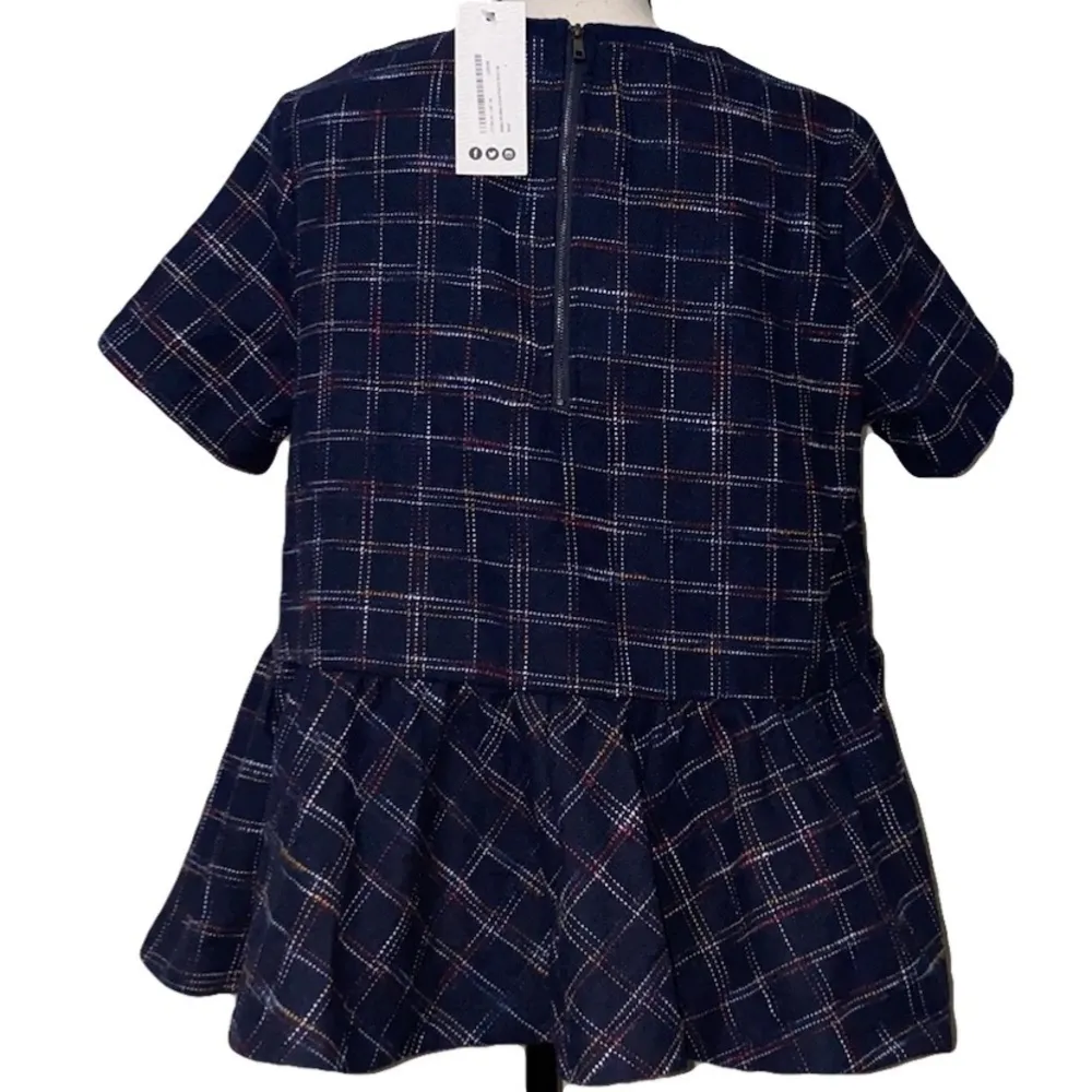 Daphnea Allsha brushed check peplum boxy top Blue Size L - Image 3