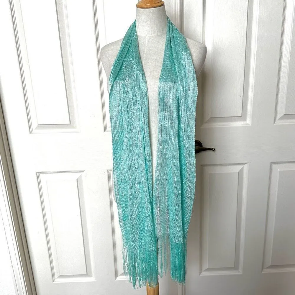 Green long fringe scarf - Image 3