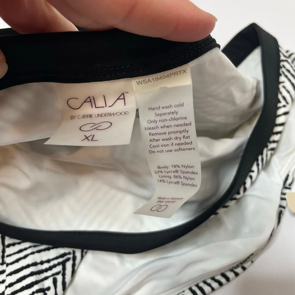 NEW CALIA by Carrie Underwood Island Geo Wide Banded Printed Bikini Bottoms XL White - Image 5