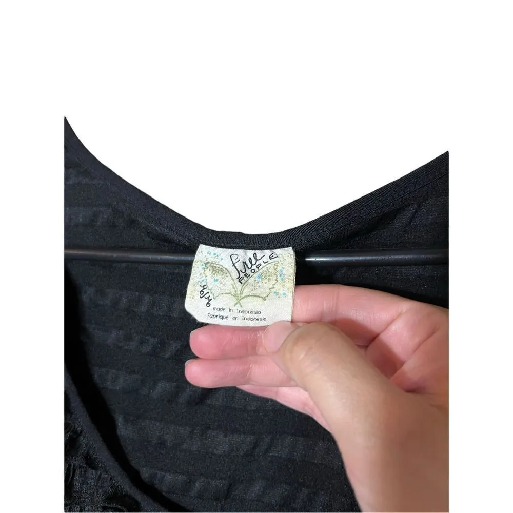 Free People‎ Patra Little Black Mini Dress Ruffled Cocktail Party Size M - Image 7
