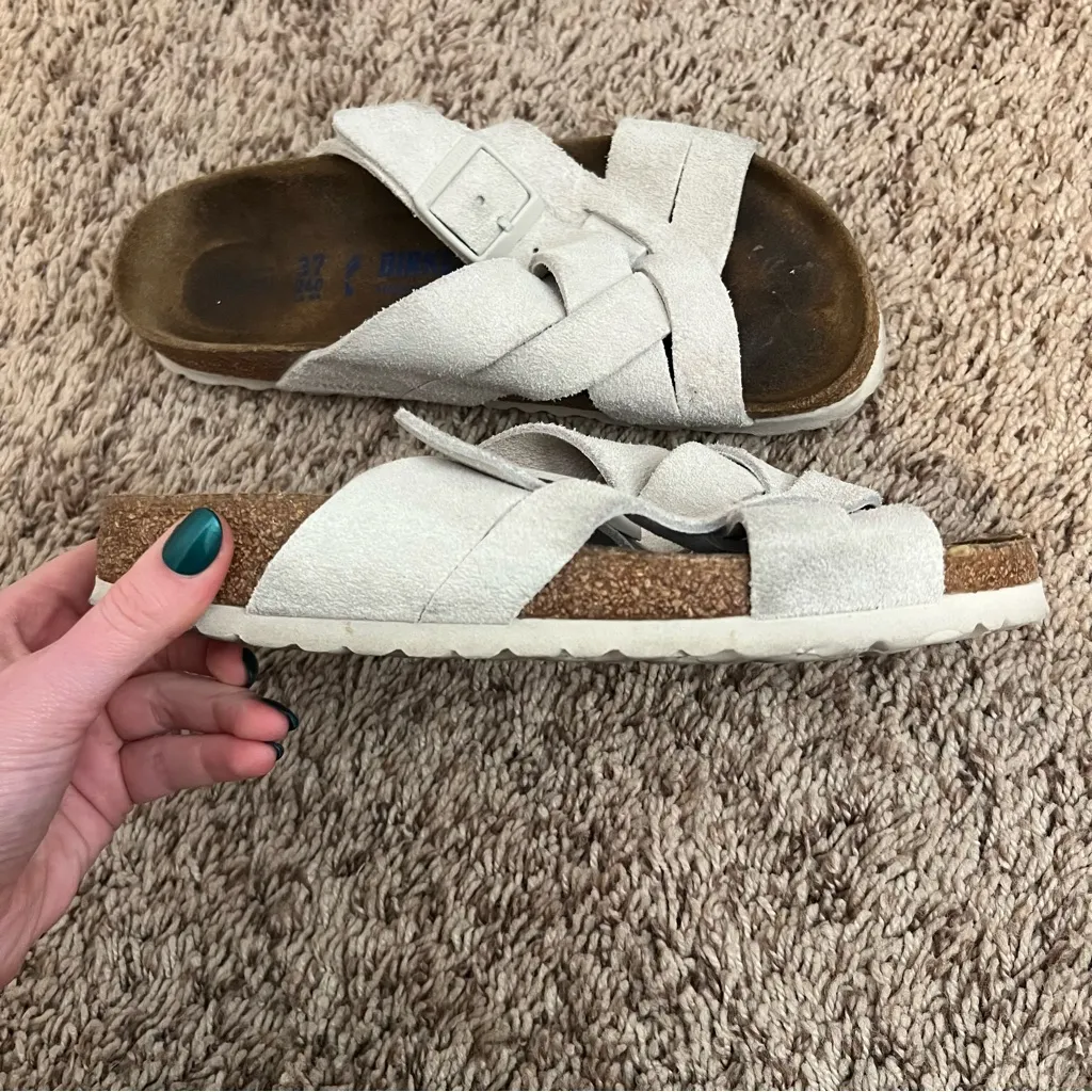 Lugano Soft Footbed Suede Leather in Color: Antique White - Image 6