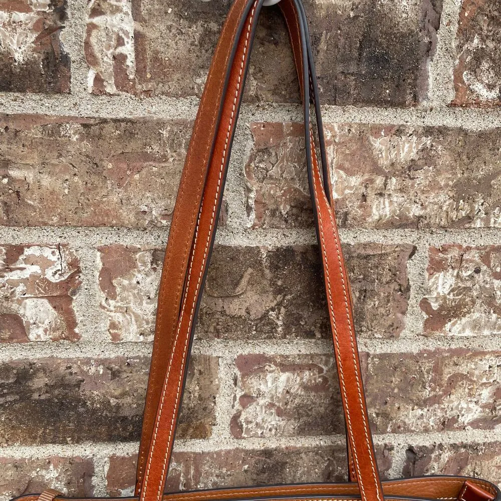 Dooney & Bourke Leather Brown Shoulder Bag Tote Classic Red Interior Purse - Image 14