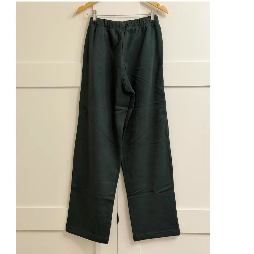 Skims Cotton Fleece Classic Straight Leg Pant in Spruce, Size X-Small - Image 9