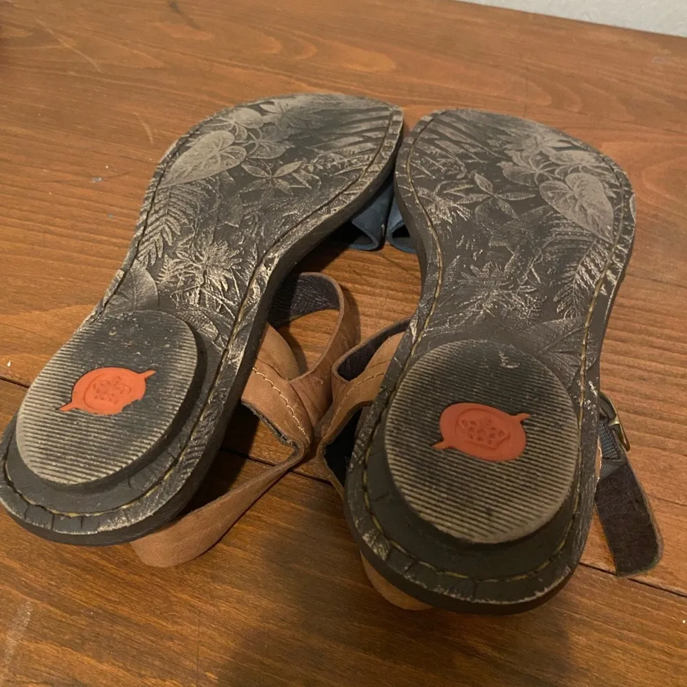 Women’s Born Ebb Brown And Teal Boho Leather Sandals SZ9 Size 9 - Image 3