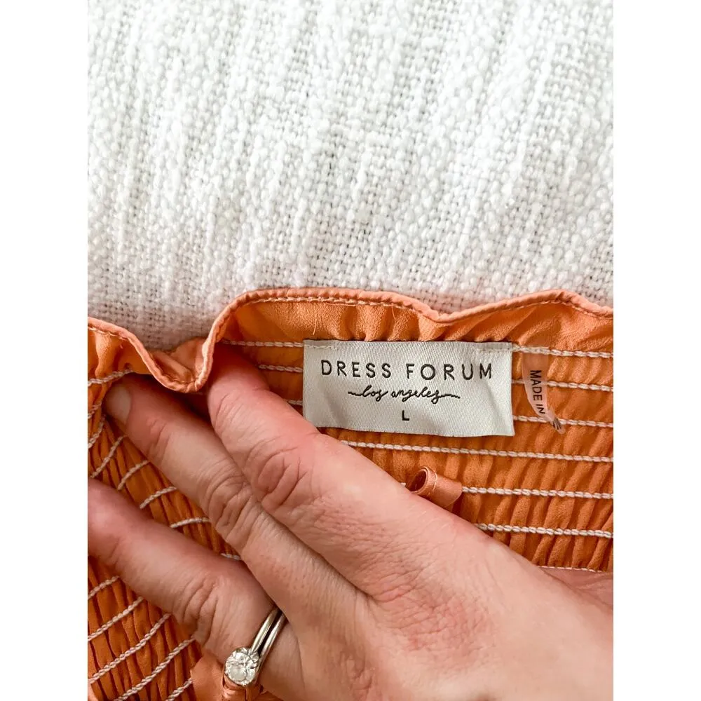 Dress Forum Los Angeles | Satin Mini Dress with Tie Straps | Orange | Sz L - Image 7