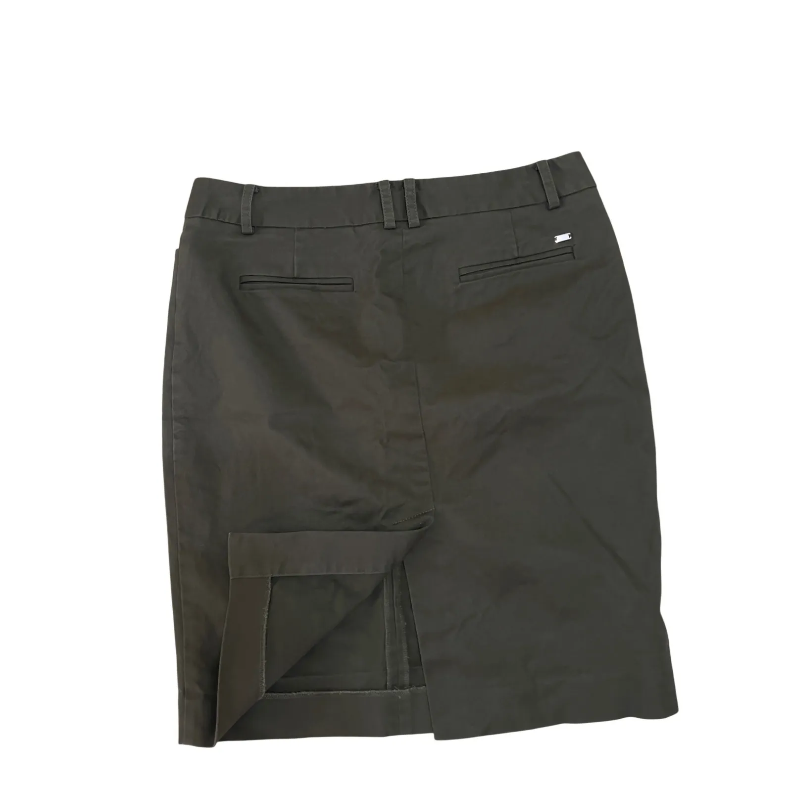 Tommy Hilfiger Women Size 4 Khaki Cotton Blend Pencil Skirt Knee Length - Image 4