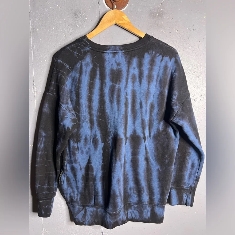 Sundry For Evereve Tie Dye Zip Tunic Pullover Sweatshirt Blue/Black Sz 1 Small - Image 3