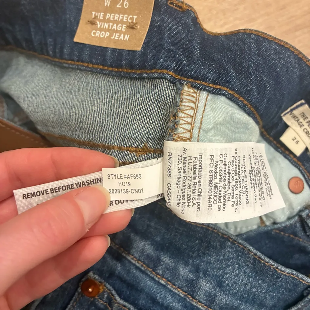 NWT Madewell Women’s Perfect Vintage Jean Barnstable Wash Button Front Size 26 - Image 9