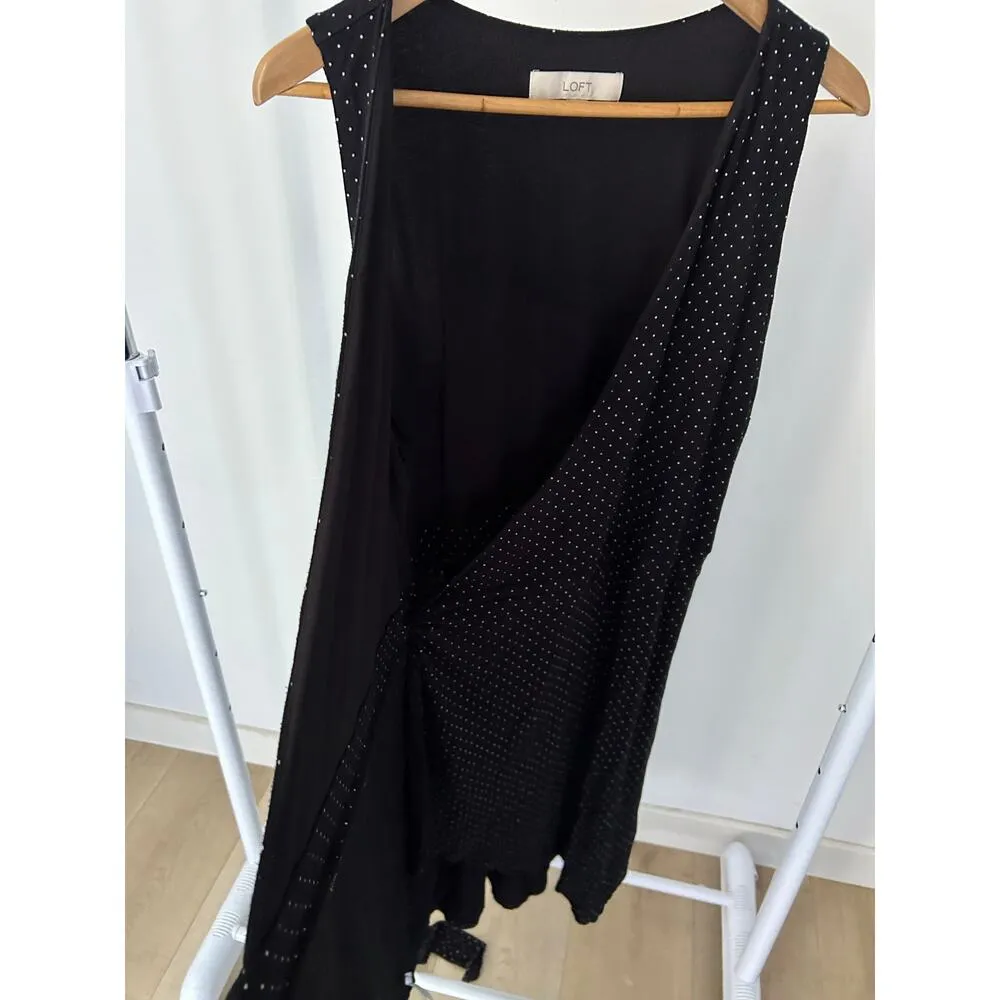 Loft Polk-A-Dot Black/White Wrap Dress Size XL - Image 3