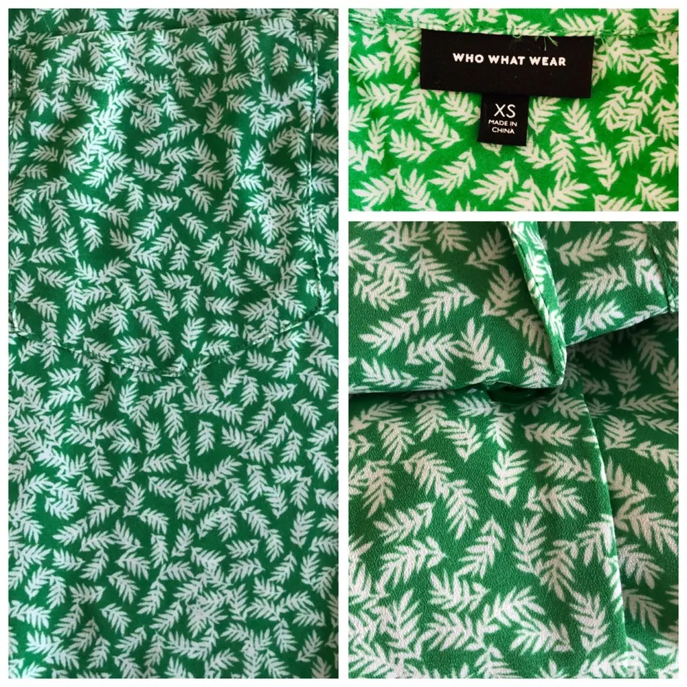 Who What Wear Floral Leaf Sleeveless Green Flow Blouse Top, sz. XS - Image 5