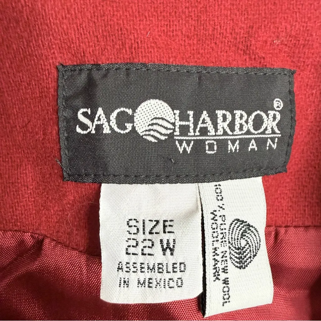 Sag Harbor Red 100% Wool Blazer One Button With Pockets Size‎ 22W Careerwear - Image 3
