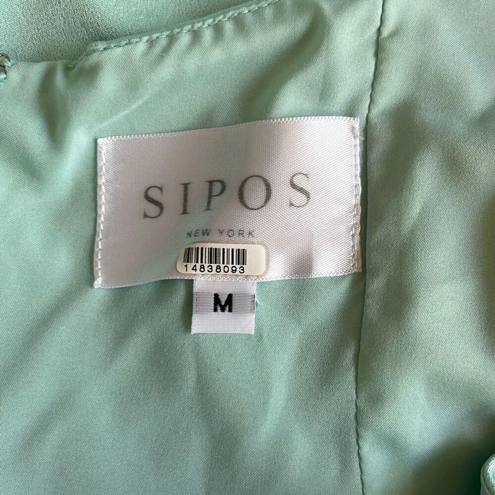 Stephanie Siphos Medium Butterfly Satin Slip Dress Green Cutouts Cocktail Party - Image 10