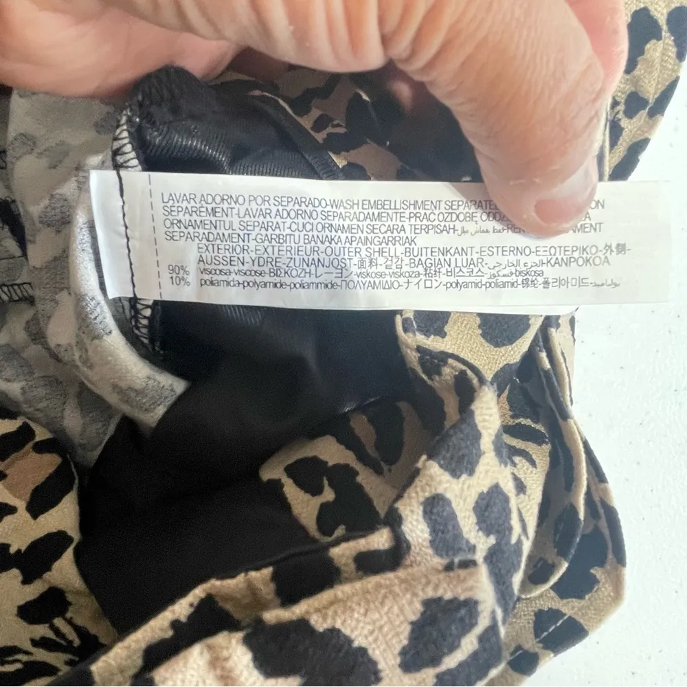 Zara High Waisted Leopard Print Belted Trousers/Pants Size M - Image 8