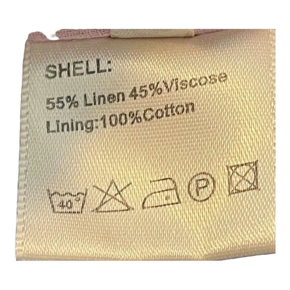 DARLING BRAND LINEN APRIL DRESS‎ FLORAL RUFFLES POCKETS LINED SIZE LARGE NWT Green - Image 10