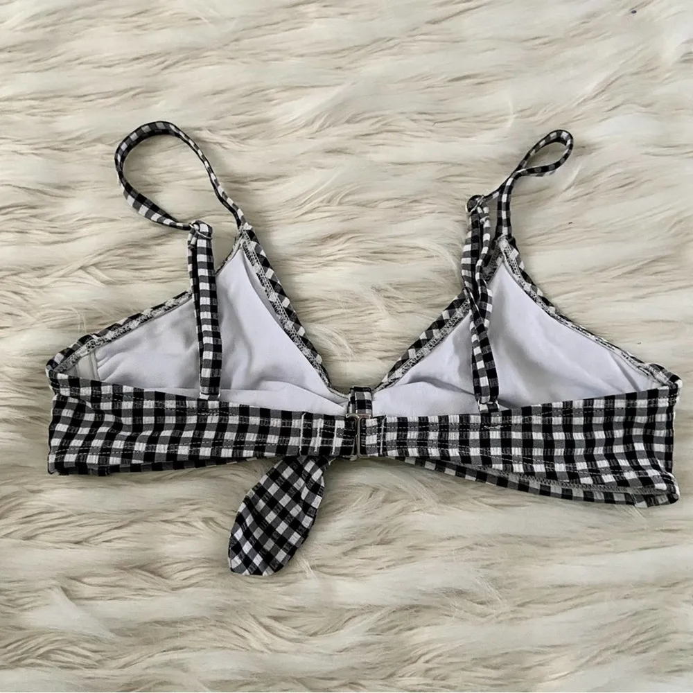 Xhilaration Black White Gingham Tank bikini Top Sz L - Image 5