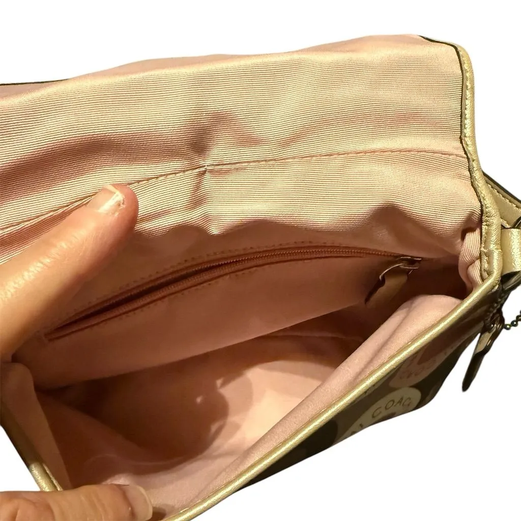 Coach Signature Circle Print Small Crossbody Bag Pink Brown Beige - Image 3