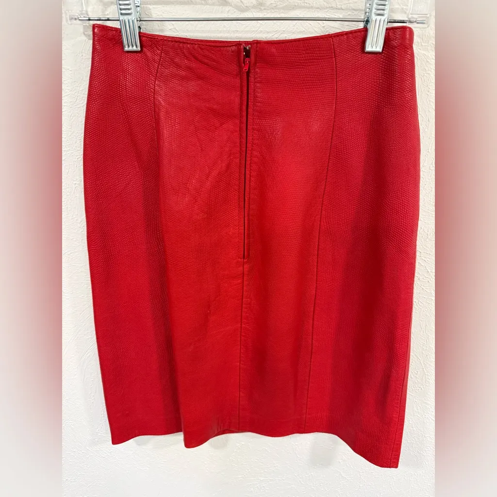 Andrew Marc Vintage Red Leather Jacket & Skirt Set Size Small VGUC - Image 12