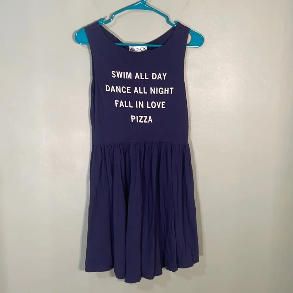 Wildfox Couture Pizza Party 90's Baby Doll‎ Dress Blue size Small - Image 2