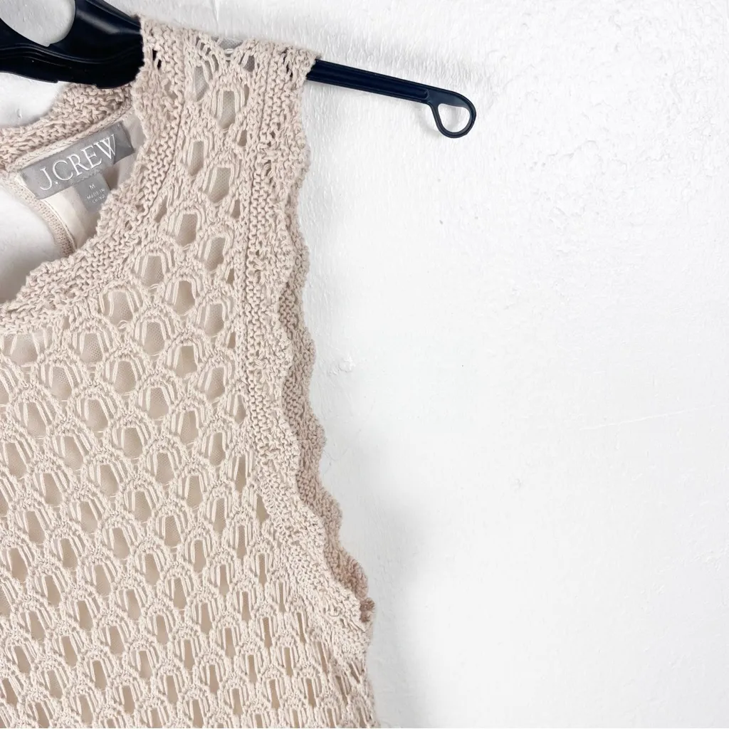 J. CREW Pointelle Sleeveless Crochet Knit Lined Sleeveless Sweater Dress Medium - Image 6