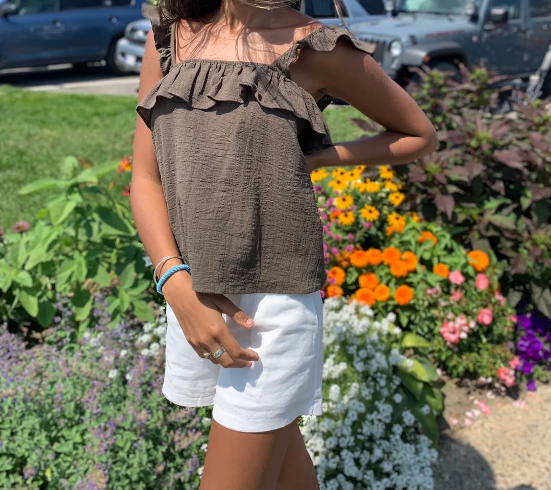 Army Green Ruffle Tank Top - Image 2