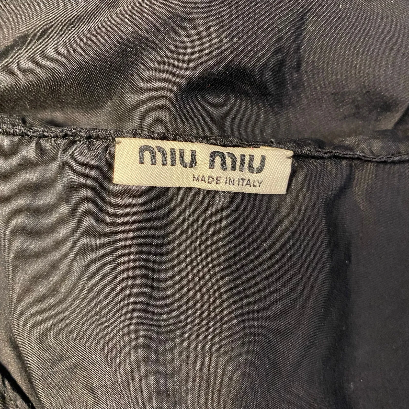 Miu Miu Vintage Y2K Black‎ Silk Puff Sleeve Ruffled Top Size EU 42 doll goth - Image 2