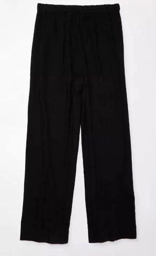 American Eagle Flowy Lightweight Drawstring Viscose Pants in Black Size L - Image 4