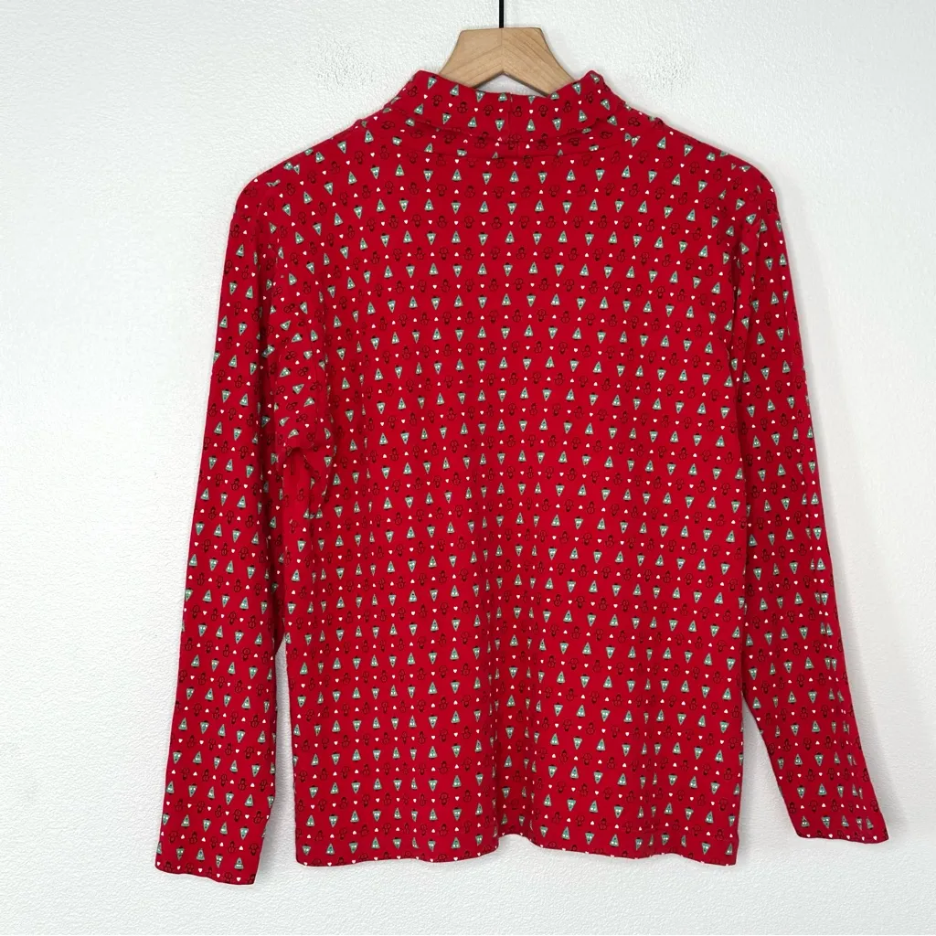Vintage Nordstrom Red Christmas Turtleneck 100% Cotton Holiday Grandma Kidcore M - Image 7