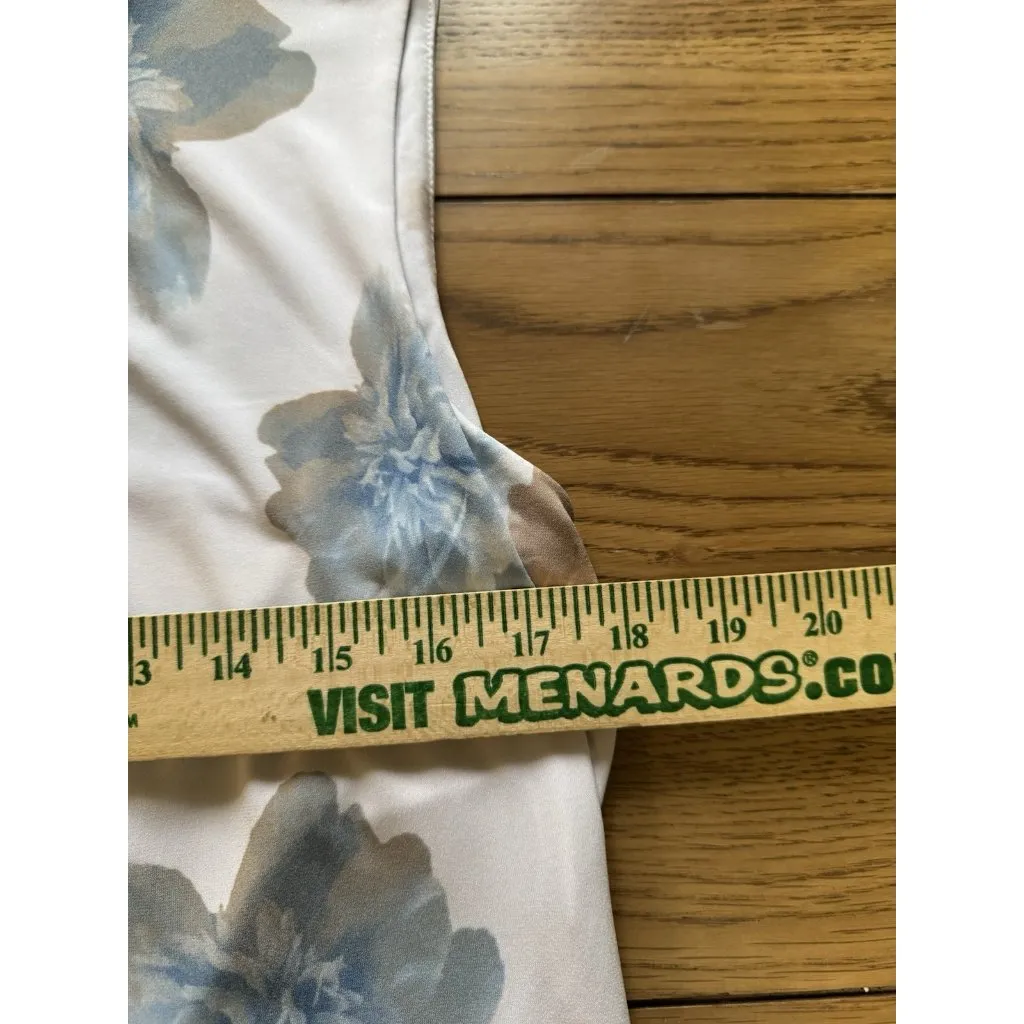 Calvin Klein Women Size XL‎ Sleeveless Blouse Floral Lightweight Pleated Keyhole - Image 6