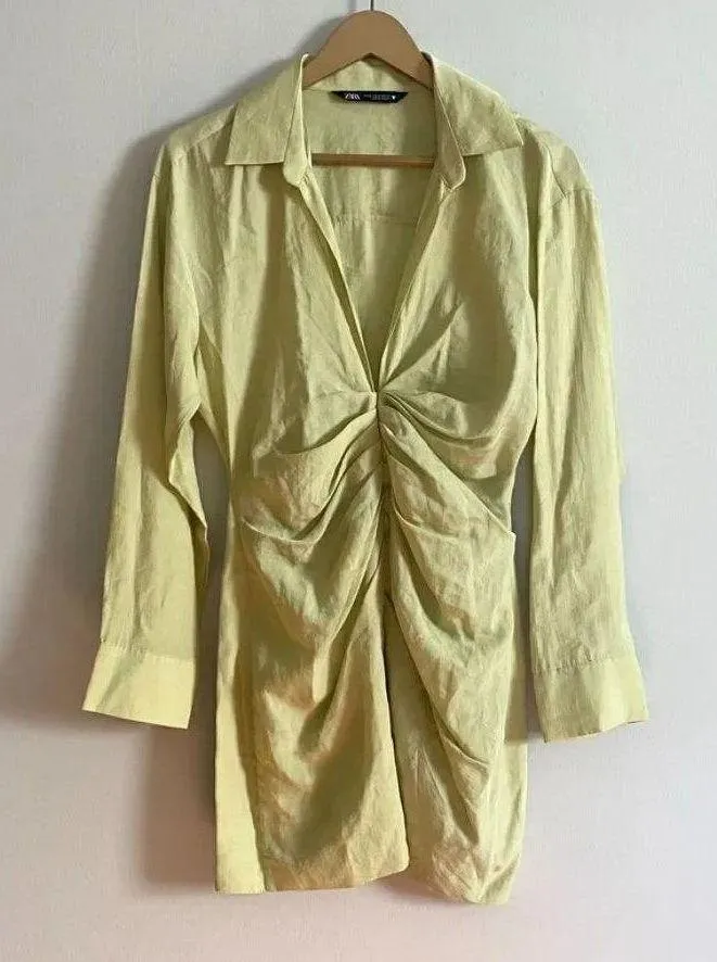 Green Draped Mini Dress - Image 3