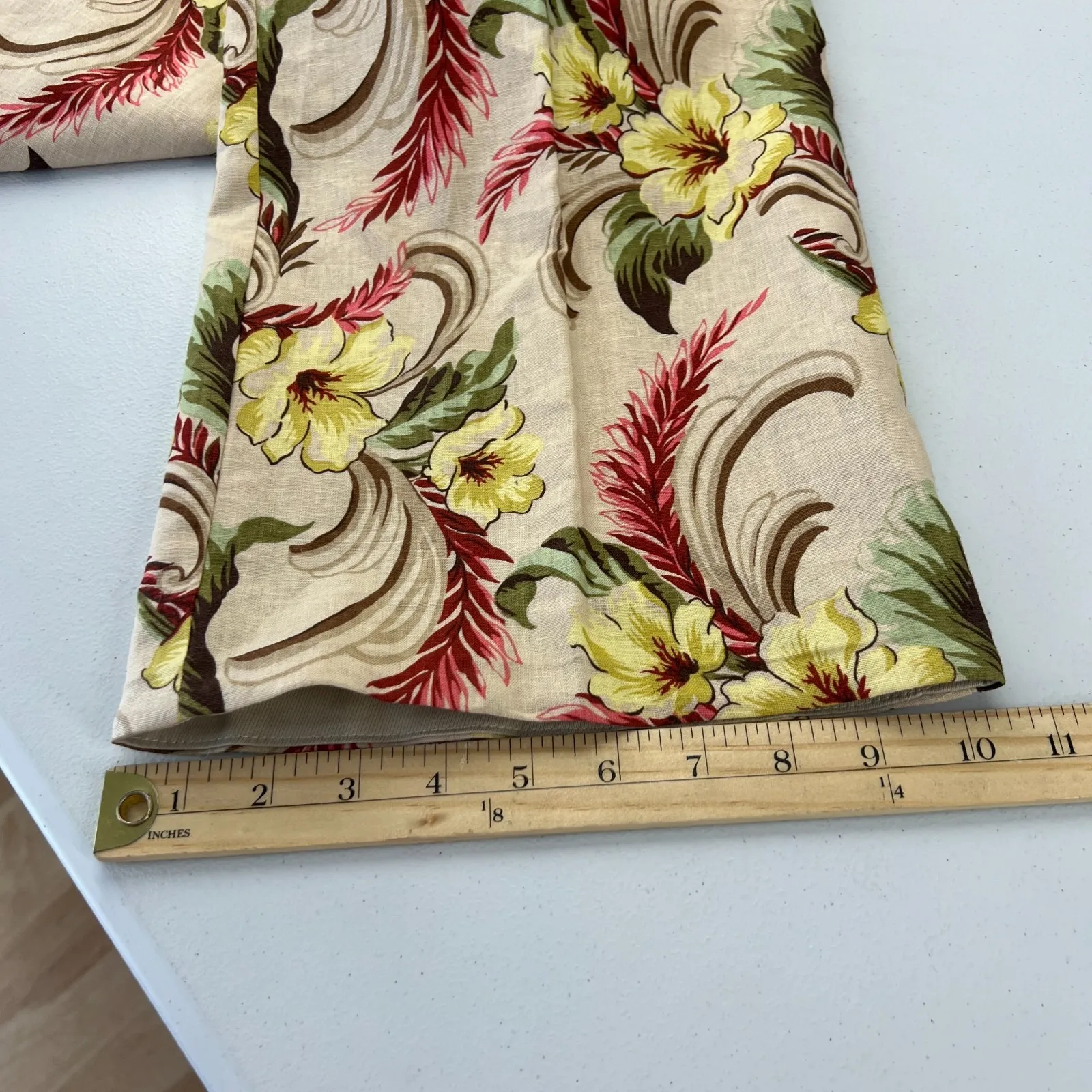 Oscar de la Renta Pants Womens 14 Multicolor Floral Linen Straight Leg Side Zip - Image 13