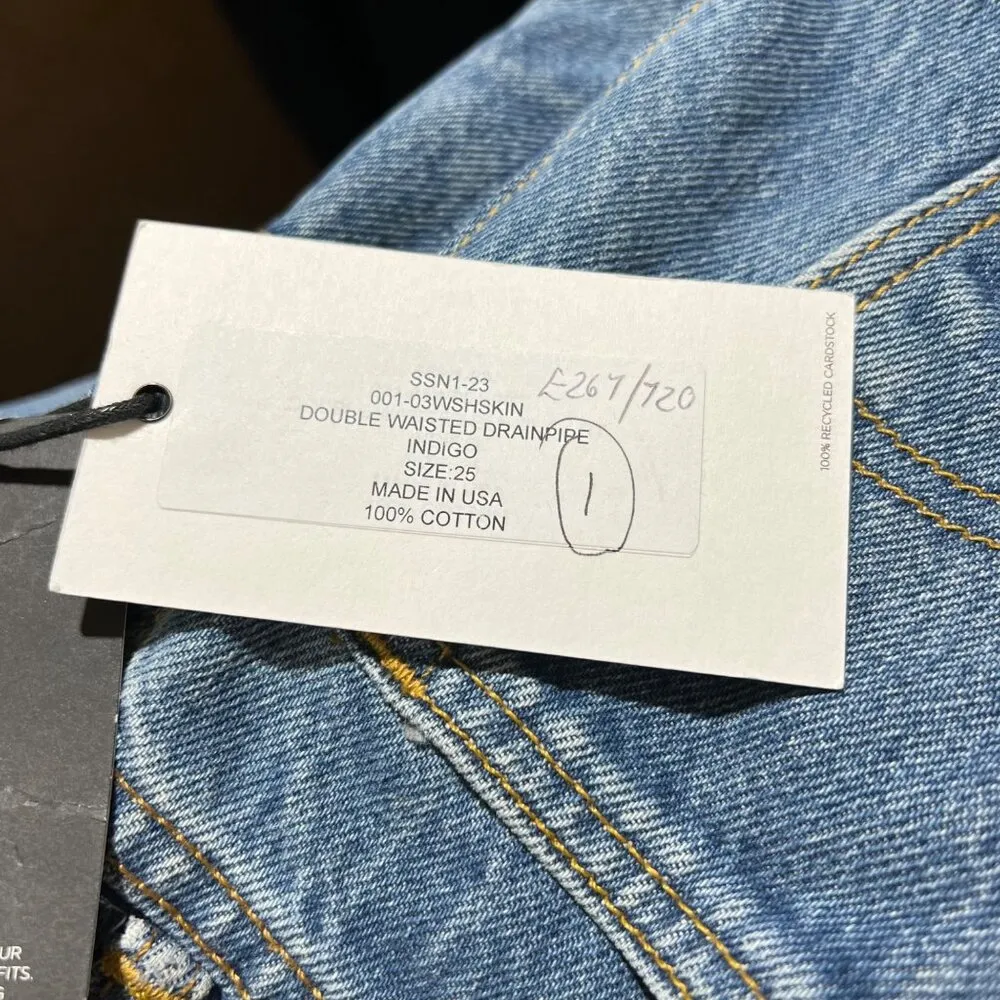 $943 NWT RE/DONE x LEVI'S Double Waisted Drainpipe Sz 25 - Image 11