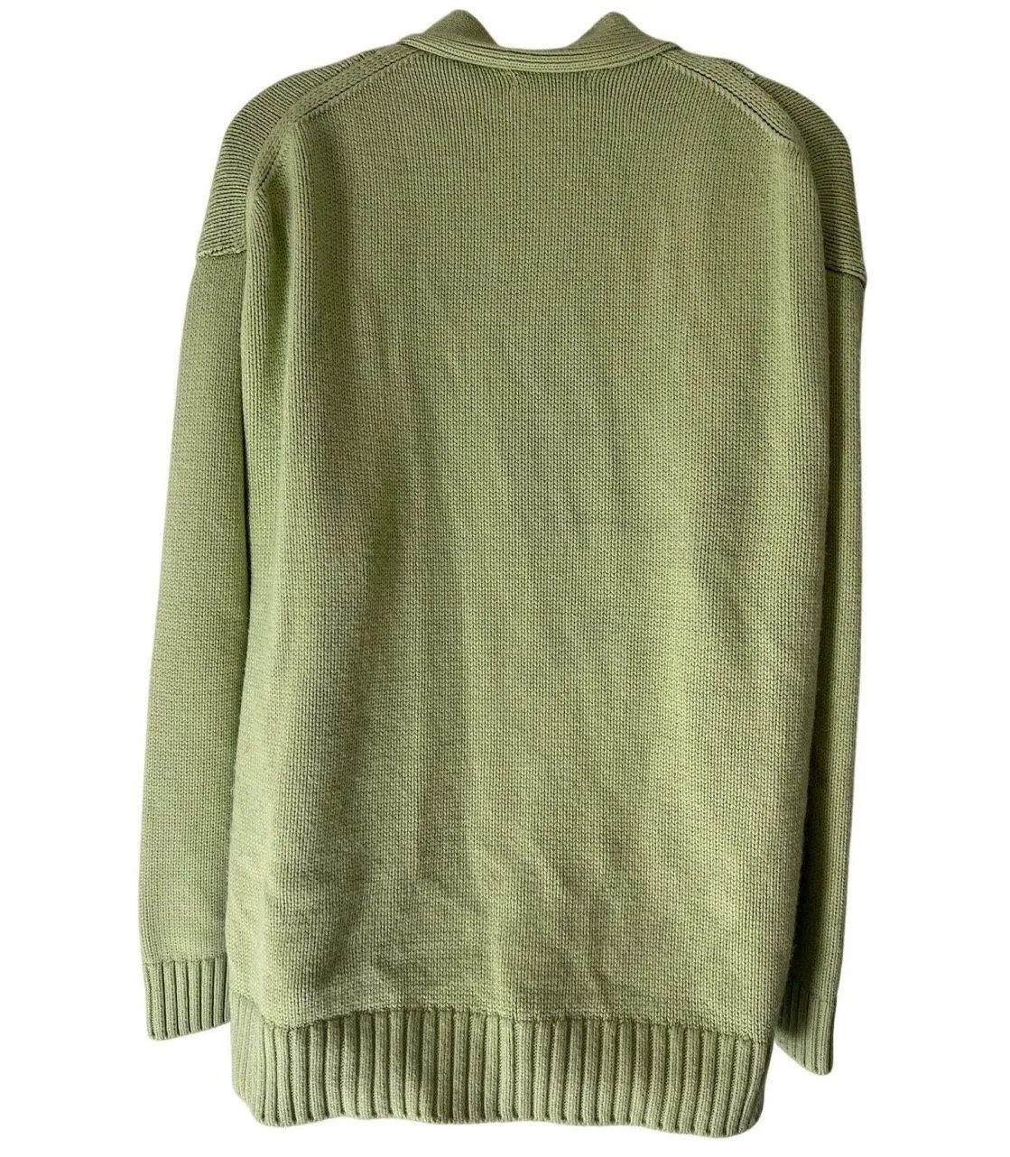 ZARA Women Large Green Cable Knit Button-Front Cardigan Sweater - Image 4