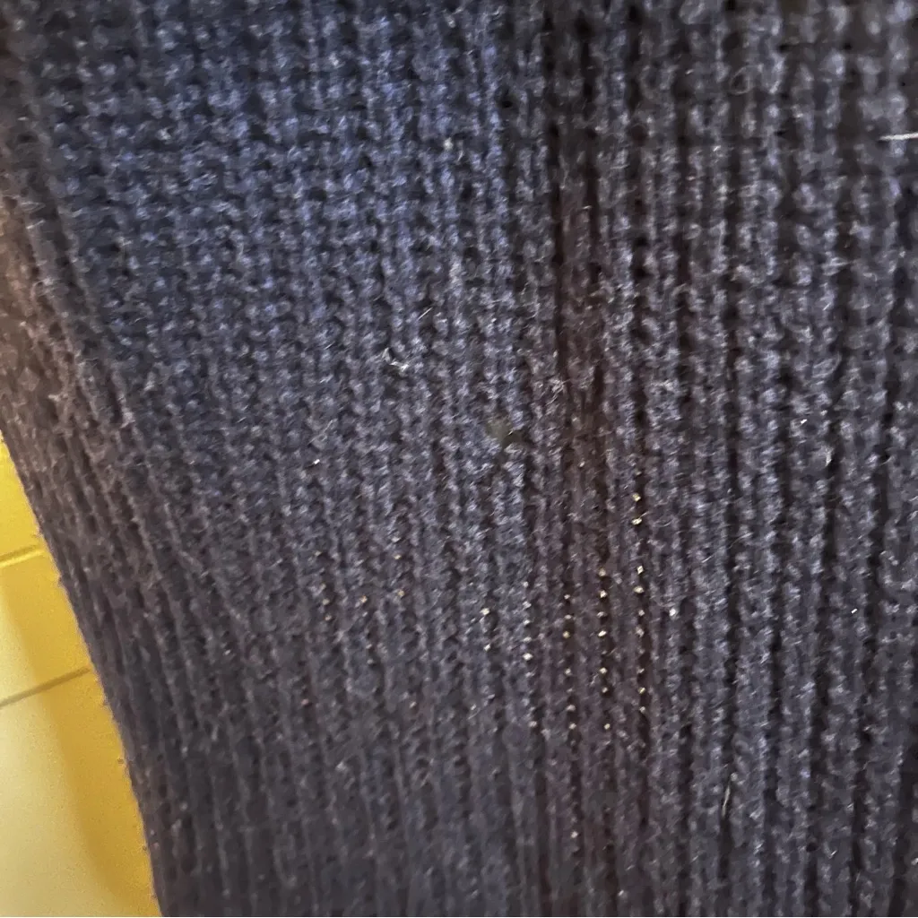 Toad&Co Deep Blue Women's Open Front Sweater 100% Mulesed Wool Large *flaw - Image 6