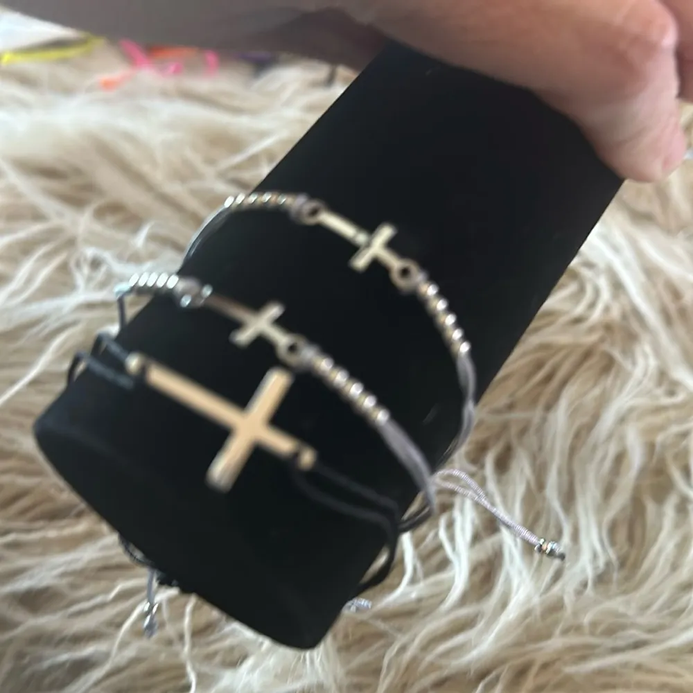 Cross Braided Bracelet Trio Perfect Stocking Stuffer Black - Image 6