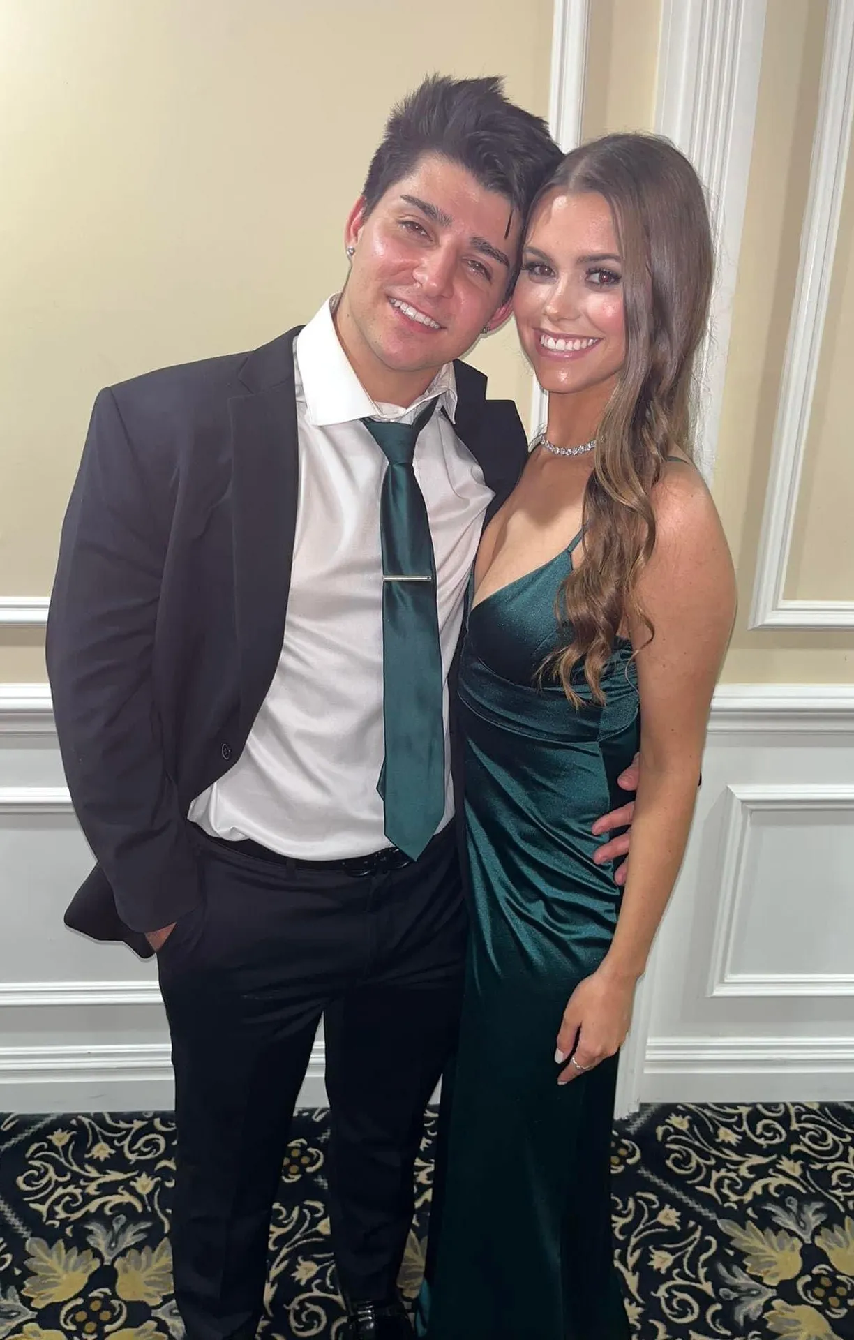 Emerald Green Satin Gown Size XS - Image 4