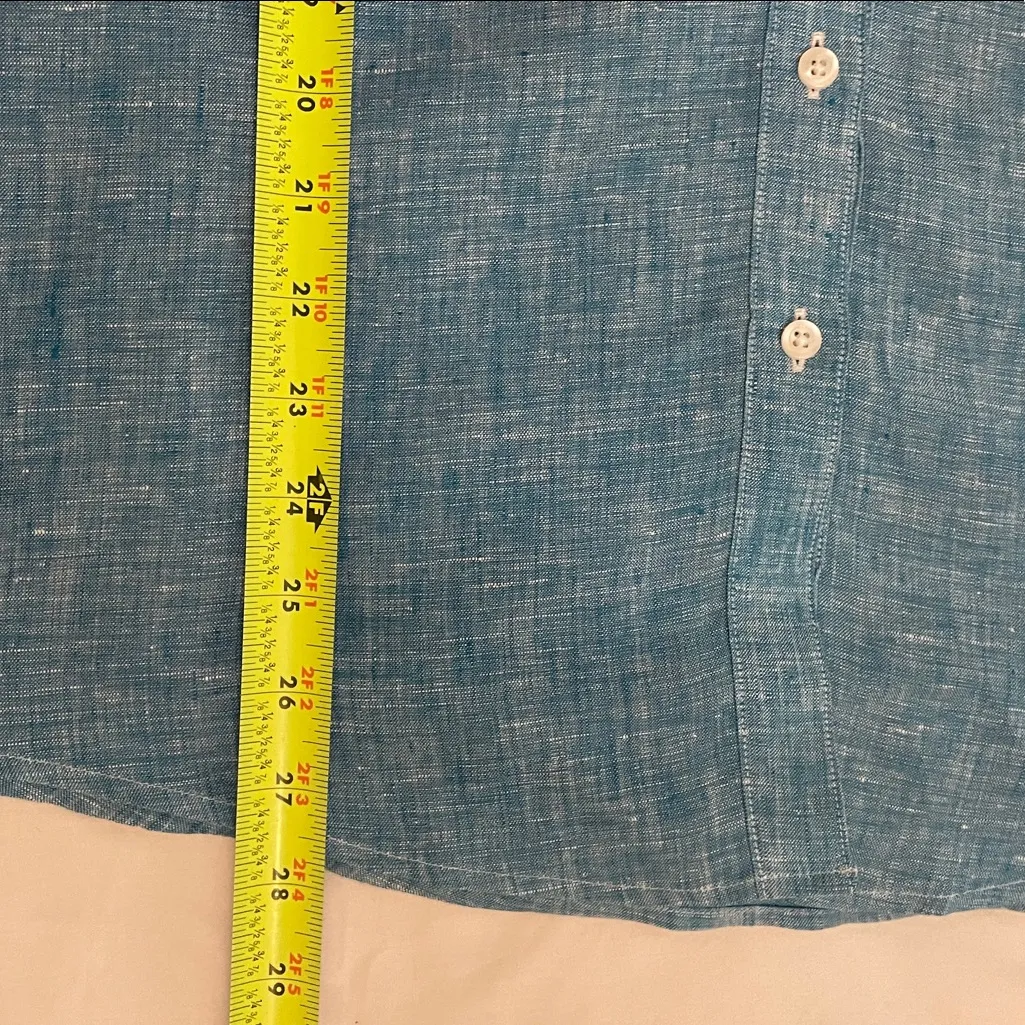Brooks Brothers 346 Blue Linen Button Up Blouse Womens Size 14 Preppy - Image 9