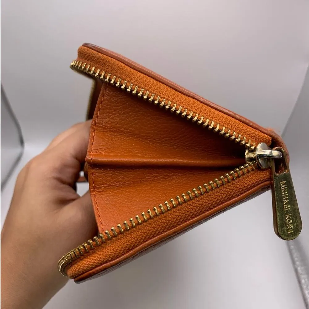 Michael Kors Burnt Orange Zip Around Wallet - Image 9