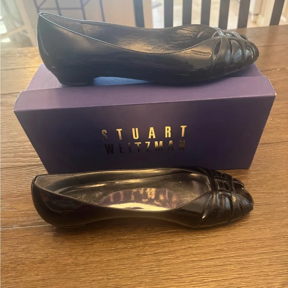 Stuart Weitzman Black 'Low Key' Peep Toe Flat (US 9.5)  no scuffs or flaws - Image 4