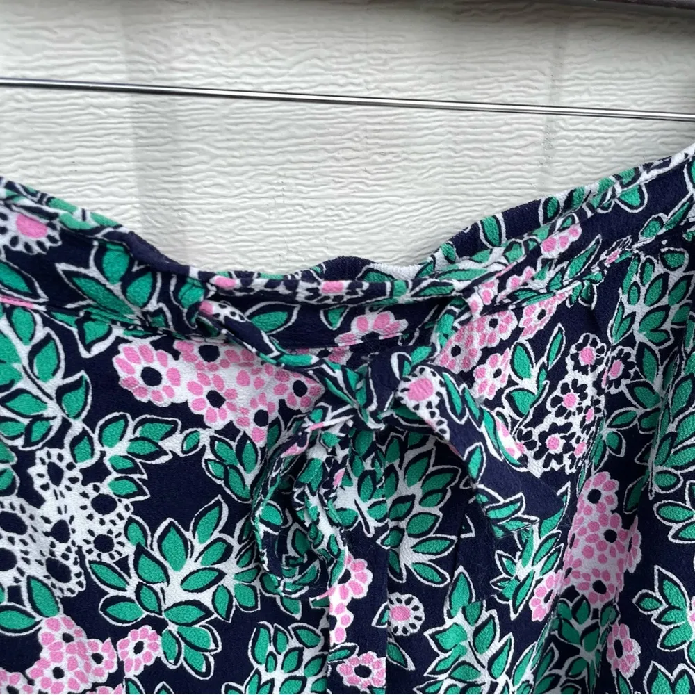 Draper James Womens Mini Skirt Blue Green Tropical Floral Drawstring Spring XXL - Image 6