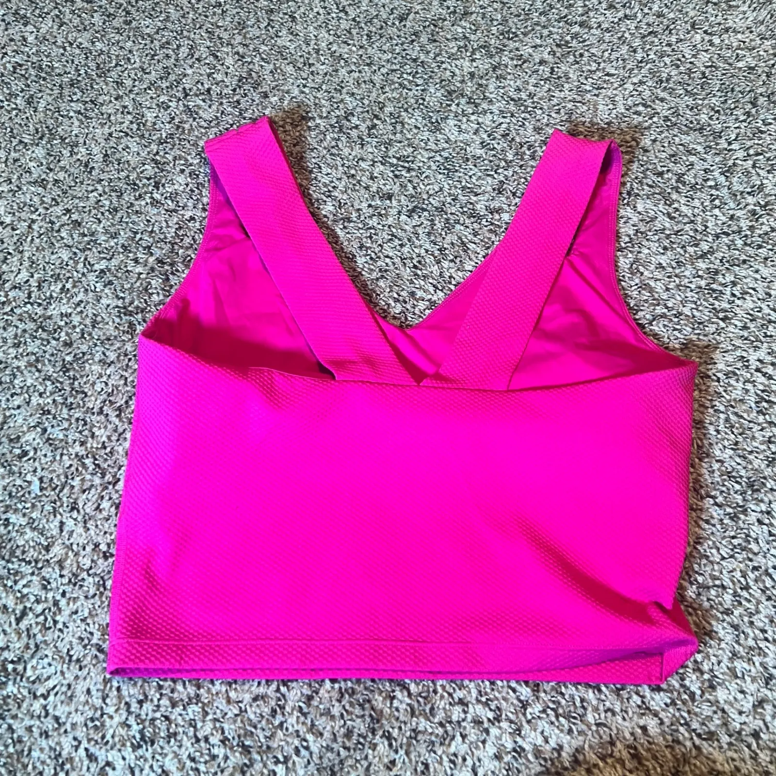 Beach Riot Sport Pink Textured V Neck Cropped Tank Top Athletic Women's XL - Image 7
